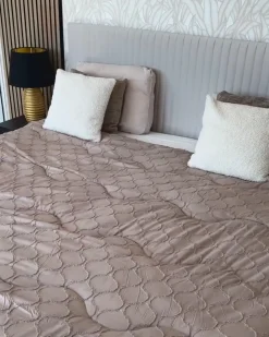 Divano letto con contenitore Velluto DAME 180 x 200 cm Bianco sporco
