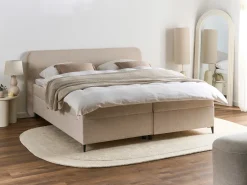 Divano letto con contenitore Tessuto REGENT 180 x 200 cm Beige chiaro