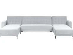 Divano letto modulare a U 5 posti ABERDEEN Velluto Grigio chiaro