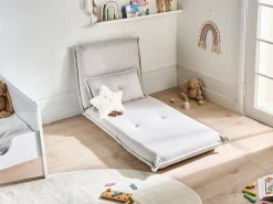 Divano letto singolo DELLEN Tessuto Bianco sporco