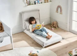 Divano letto singolo DELLEN Tessuto Bianco sporco