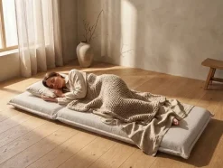 Divano letto singolo DELLEN Tessuto Bianco sporco