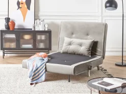 Divano letto singolo FARRIS Velluto Grigio chiaro