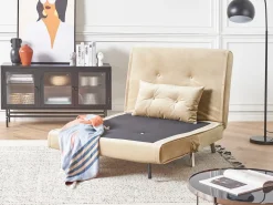 Divano letto singolo FARRIS Velluto Beige sabbia
