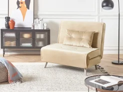 Divano letto singolo FARRIS Velluto Beige sabbia