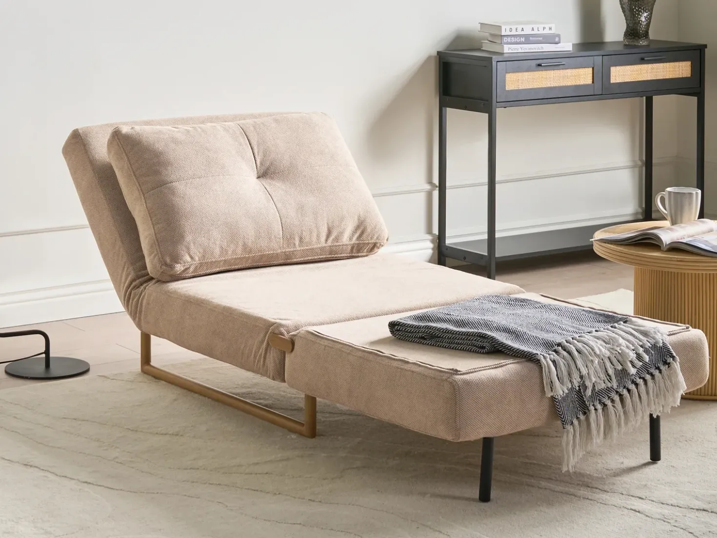 Divano letto singolo JERSLEV Tessuto Marrone chiaro