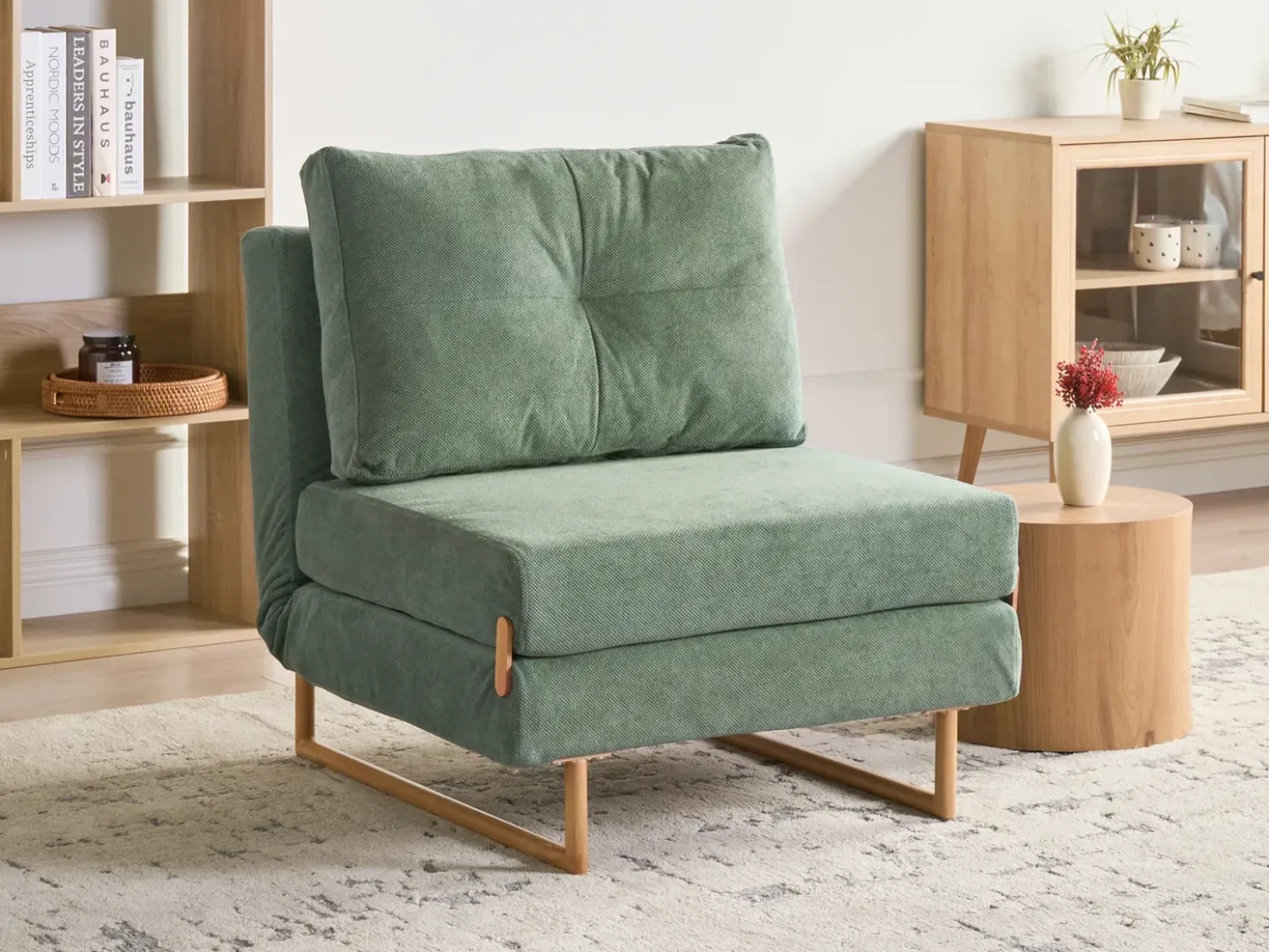 Divano letto singolo JERSLEV Tessuto Verde chiaro