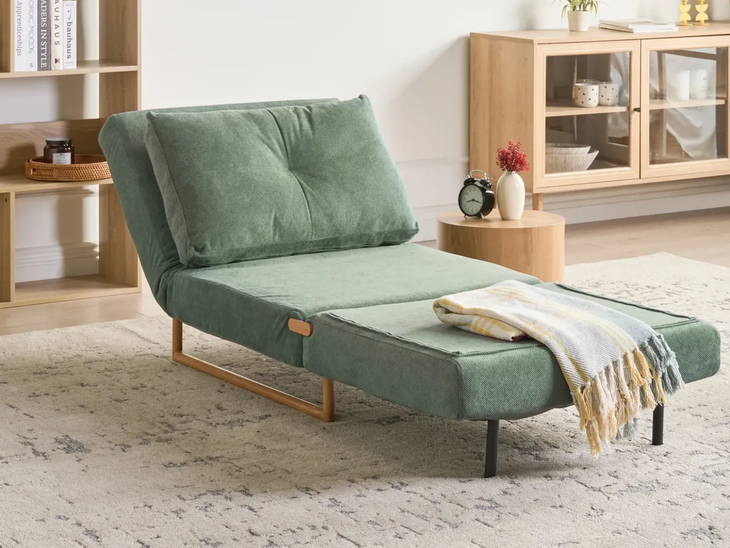 Divano letto singolo JERSLEV Tessuto Verde chiaro