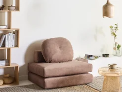 Divano letto singolo OLDEN Ciniglia Marrone