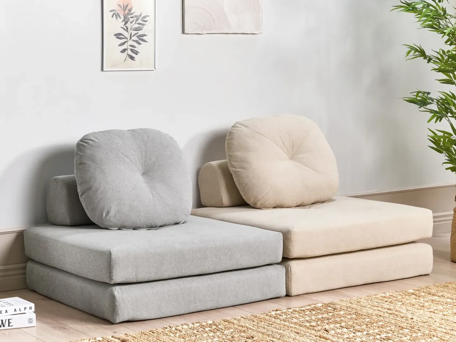 Divano letto singolo OLDEN Tessuto Grigio chiaro