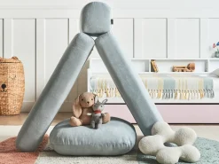 Divano letto singolo OLDEN Ciniglia Azzurro
