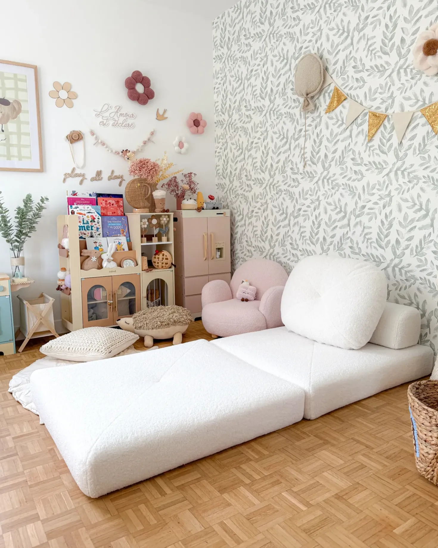 Divano letto singolo OLDEN Bouclé Bianco