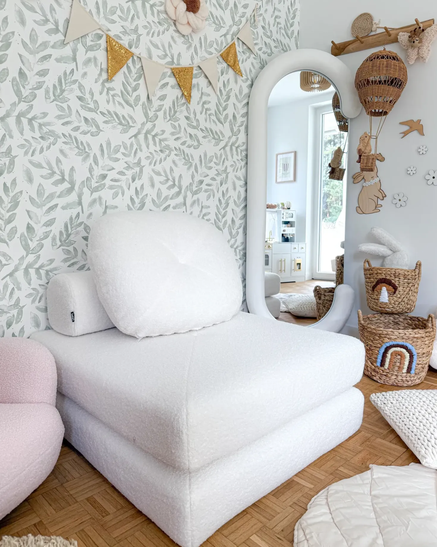 Divano letto singolo OLDEN Bouclé Bianco