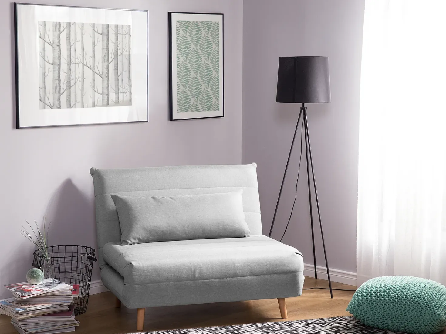 Divano letto singolo SETTEN Tessuto Grigio chiaro