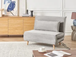 Divano letto singolo SETTEN Velluto Grigio chiaro