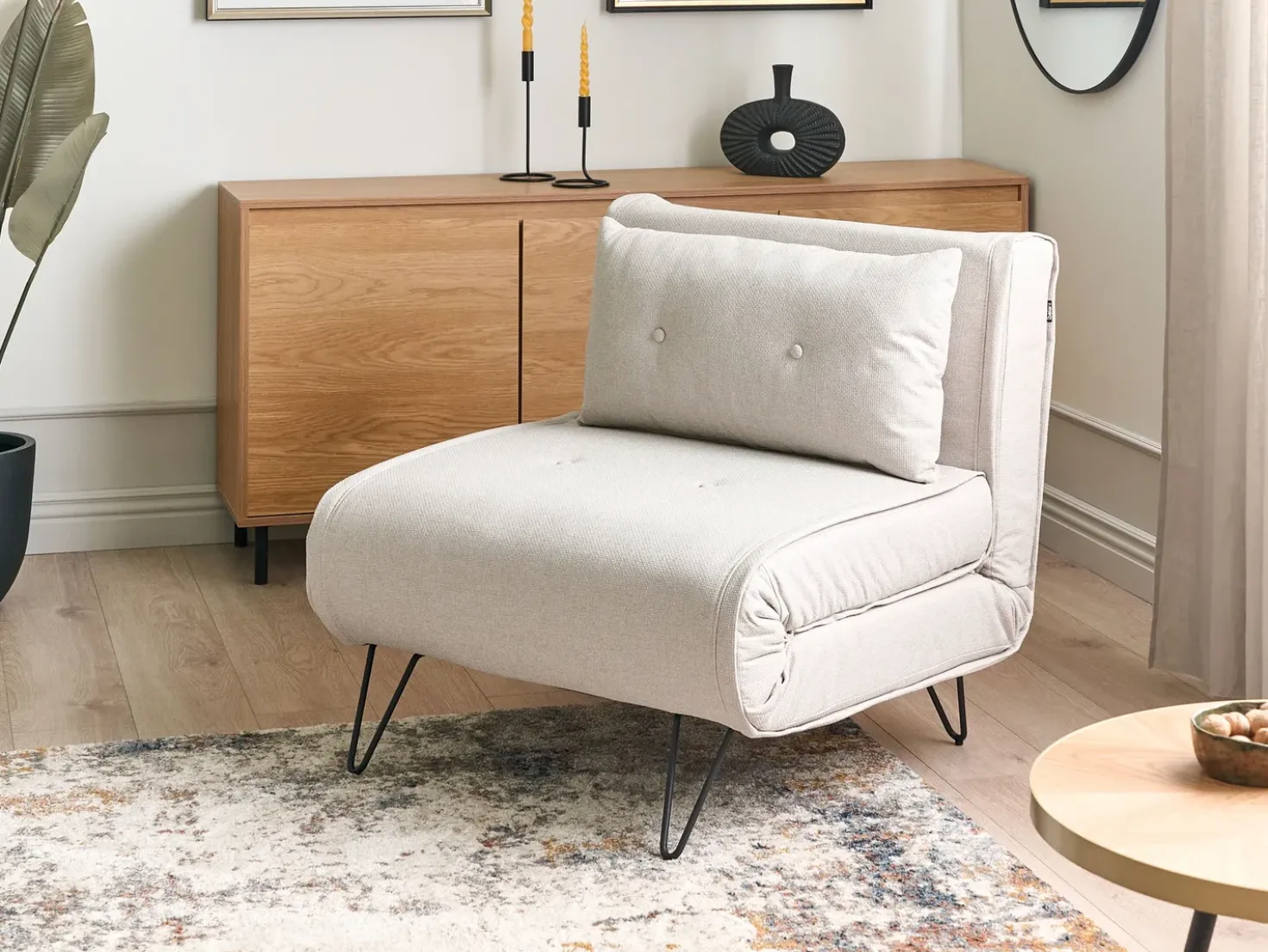 Divano letto singolo VESTFOLD Tessuto Beige chiaro
