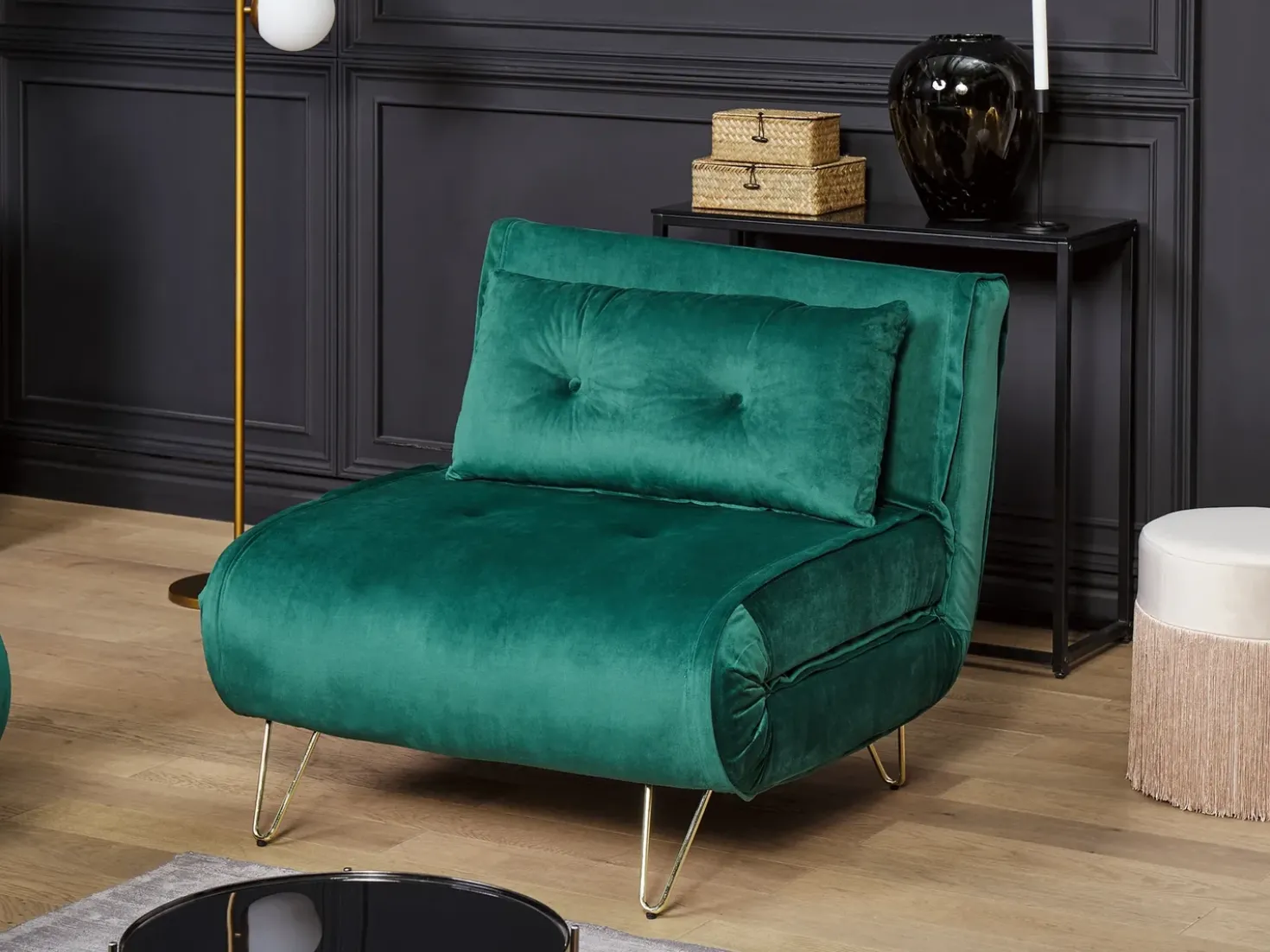 Divano letto singolo VESTFOLD Velluto Verde scuro