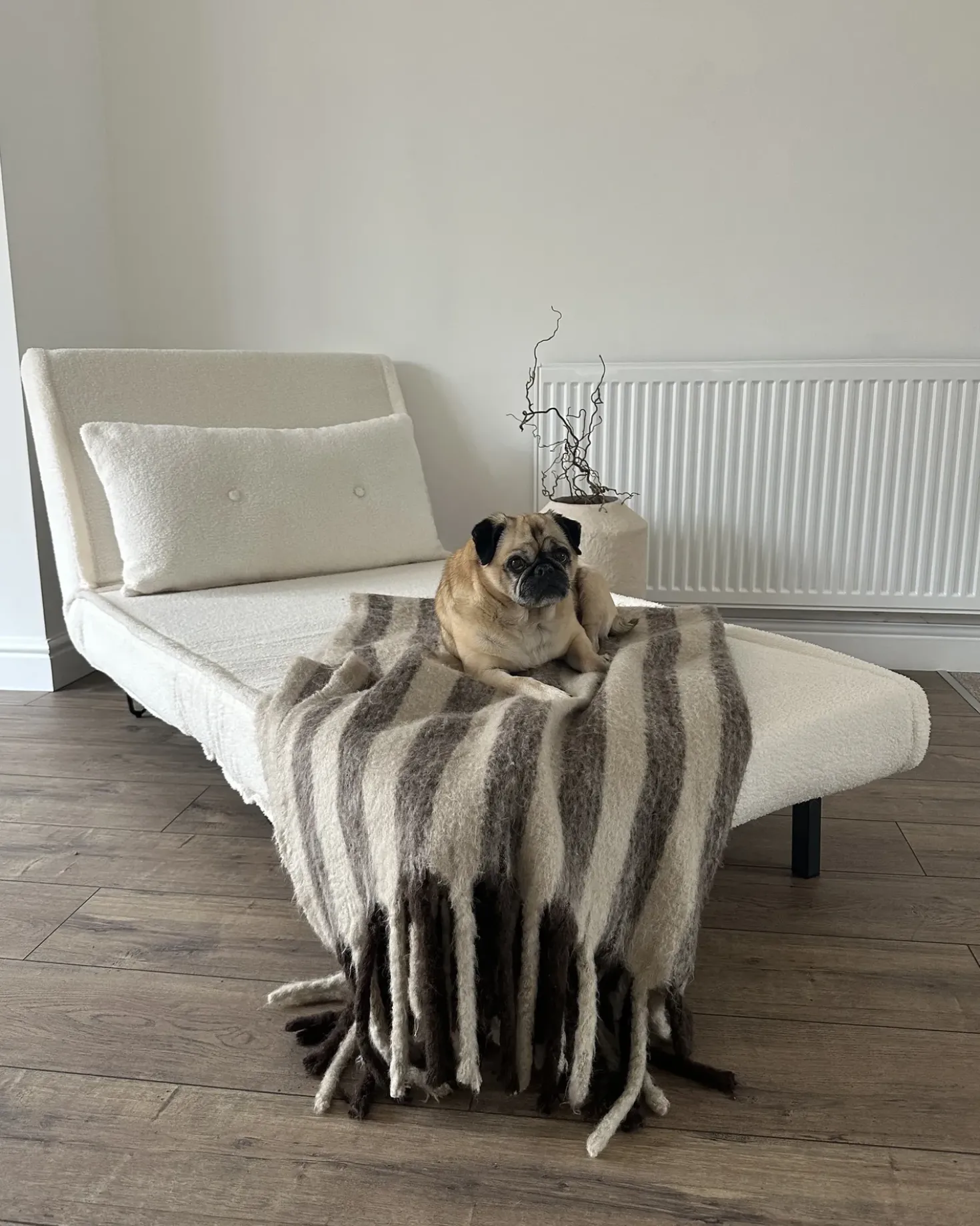 Divano letto singolo VESTFOLD Bouclé Bianco sporco