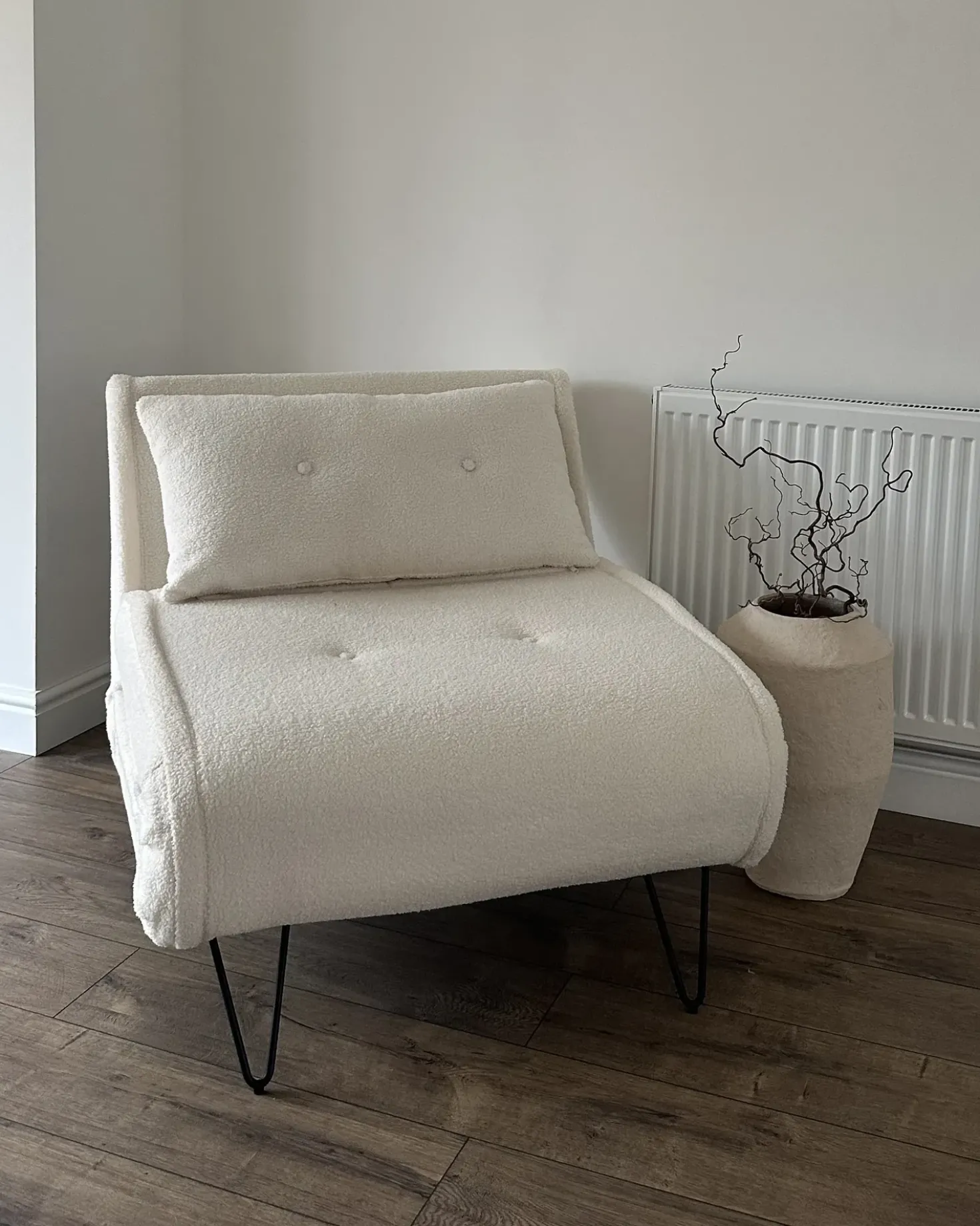 Divano letto singolo VESTFOLD Bouclé Bianco sporco