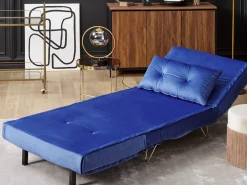 Divano letto singolo VESTFOLD Velluto Blu marino