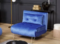 Divano letto singolo VESTFOLD Velluto Blu marino