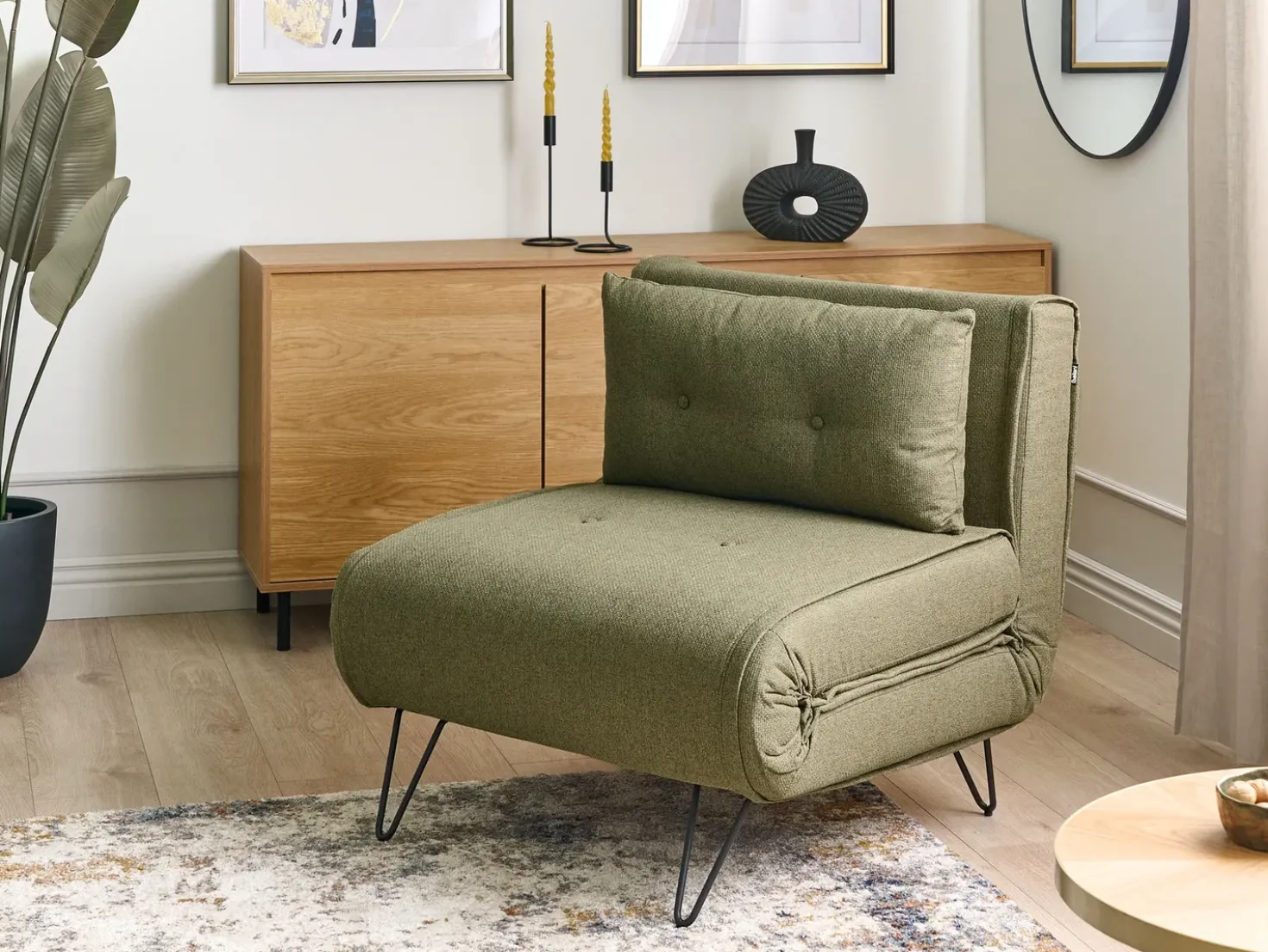 Divano letto singolo VESTFOLD Tessuto Verde oliva