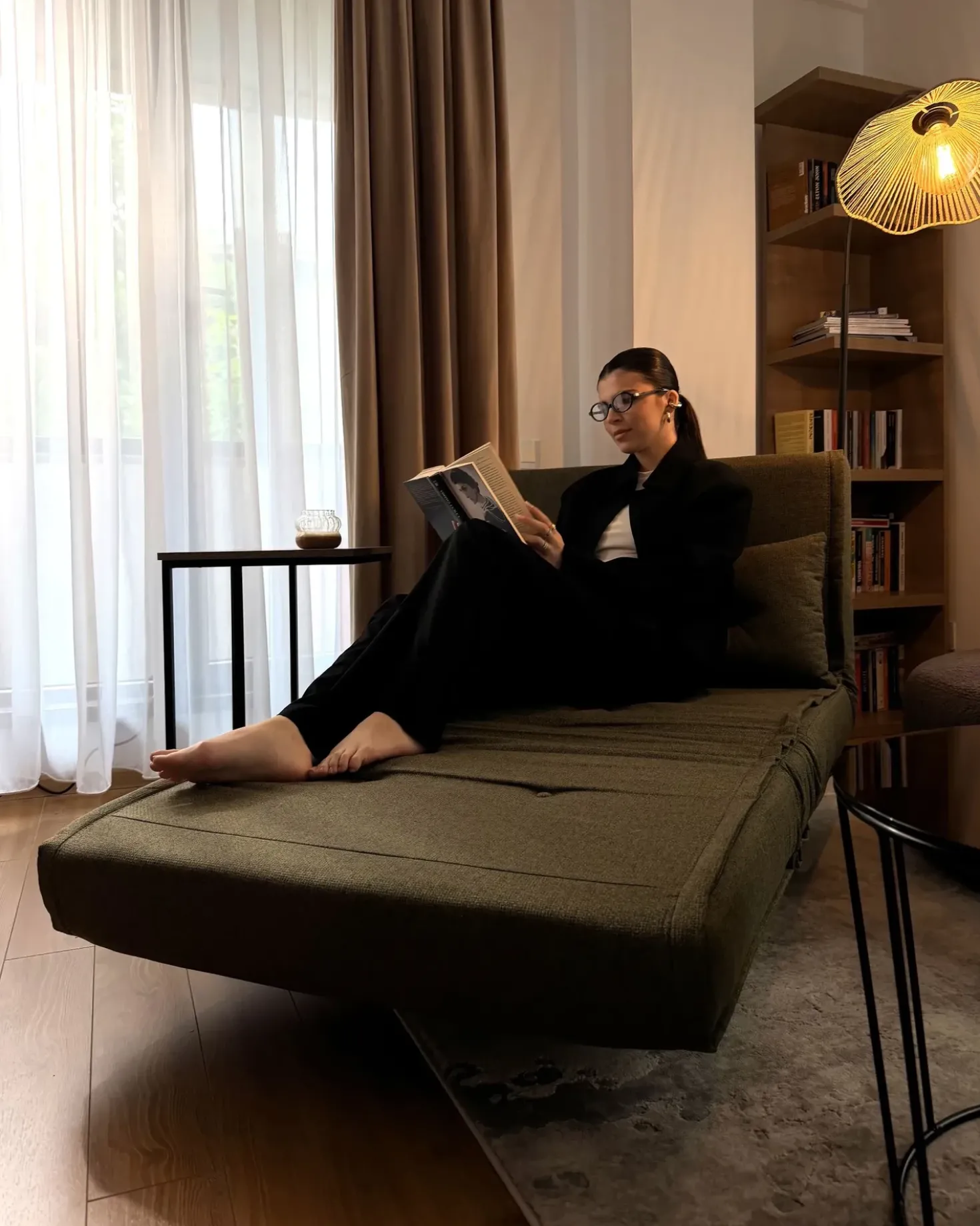 Divano letto singolo VESTFOLD Tessuto Verde oliva