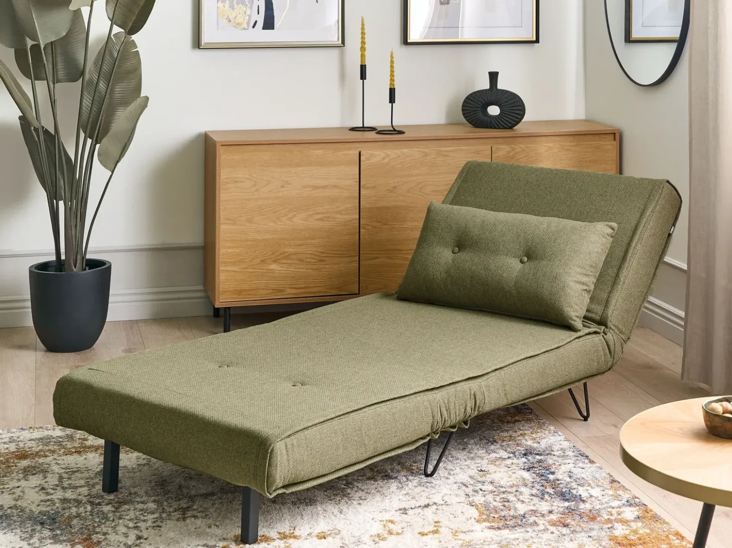 Divano letto singolo VESTFOLD Tessuto Verde oliva