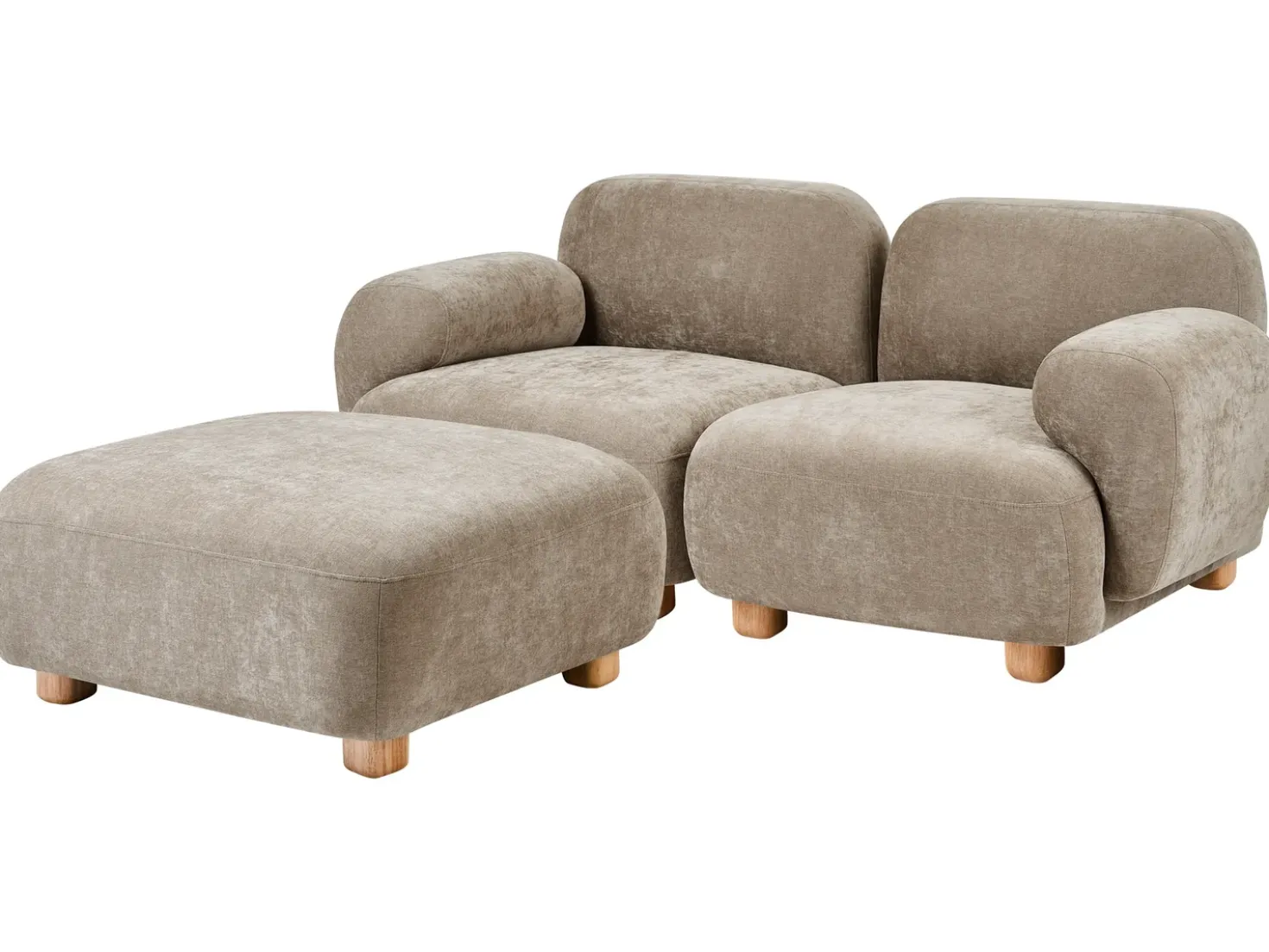 Divano modulare 2 posti AMLI Tessuto Beige con ottomana