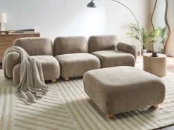 Divano modulare 3 posti AMLI Tessuto Beige con ottomana