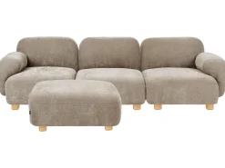 Divano modulare 3 posti AMLI Tessuto Beige con ottomana