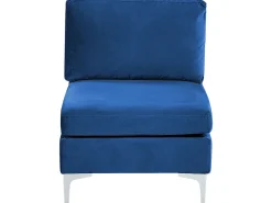 Divano modulare 3 posti EVJA Velluto Blu marino con ottomana