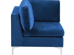 Divano modulare 3 posti EVJA Velluto Blu marino con ottomana