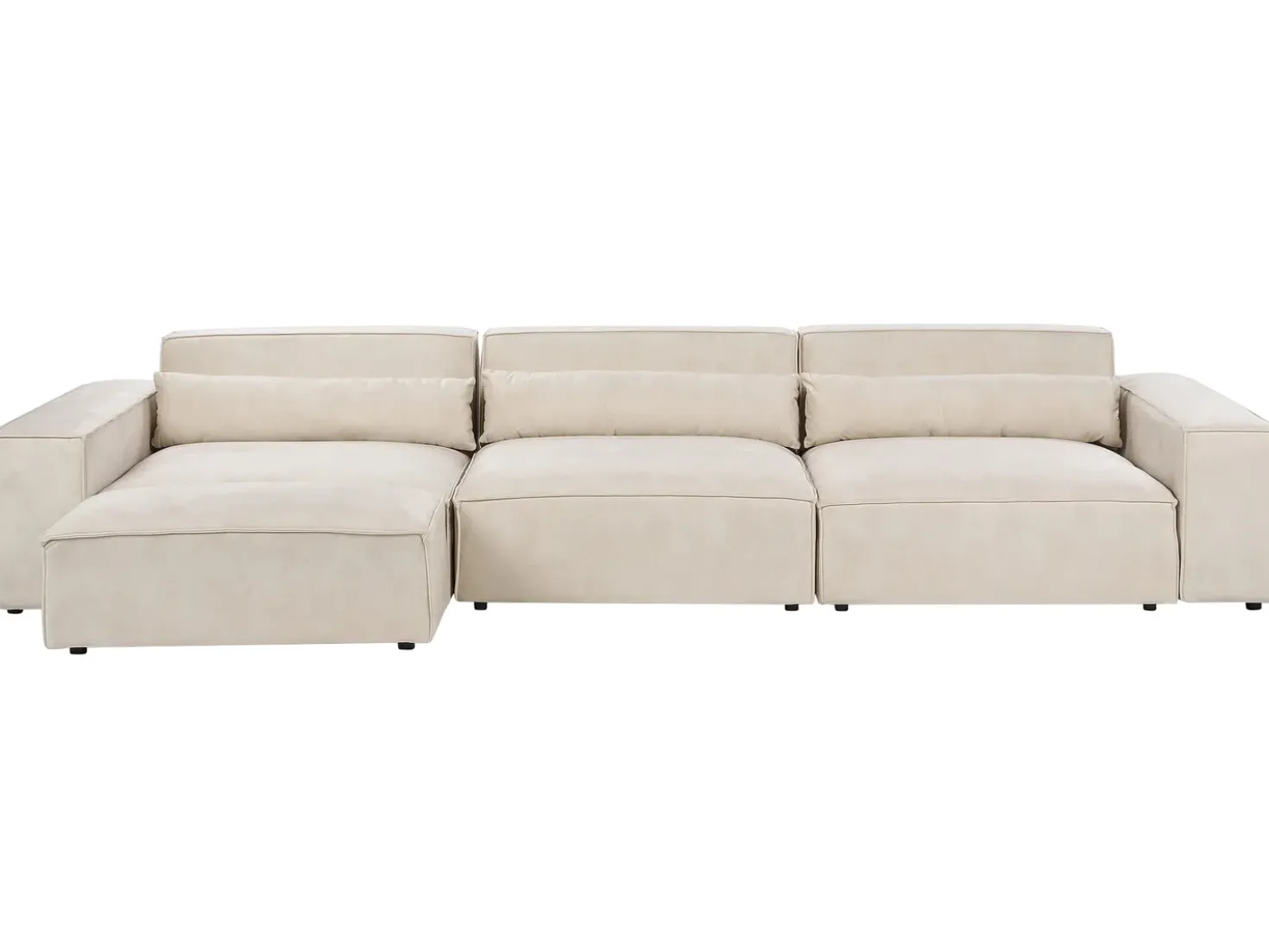 Divano modulare 3 posti HELLNAR Velluto Beige chiaro con ottomana