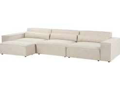 Divano modulare 3 posti HELLNAR Velluto Beige chiaro con ottomana