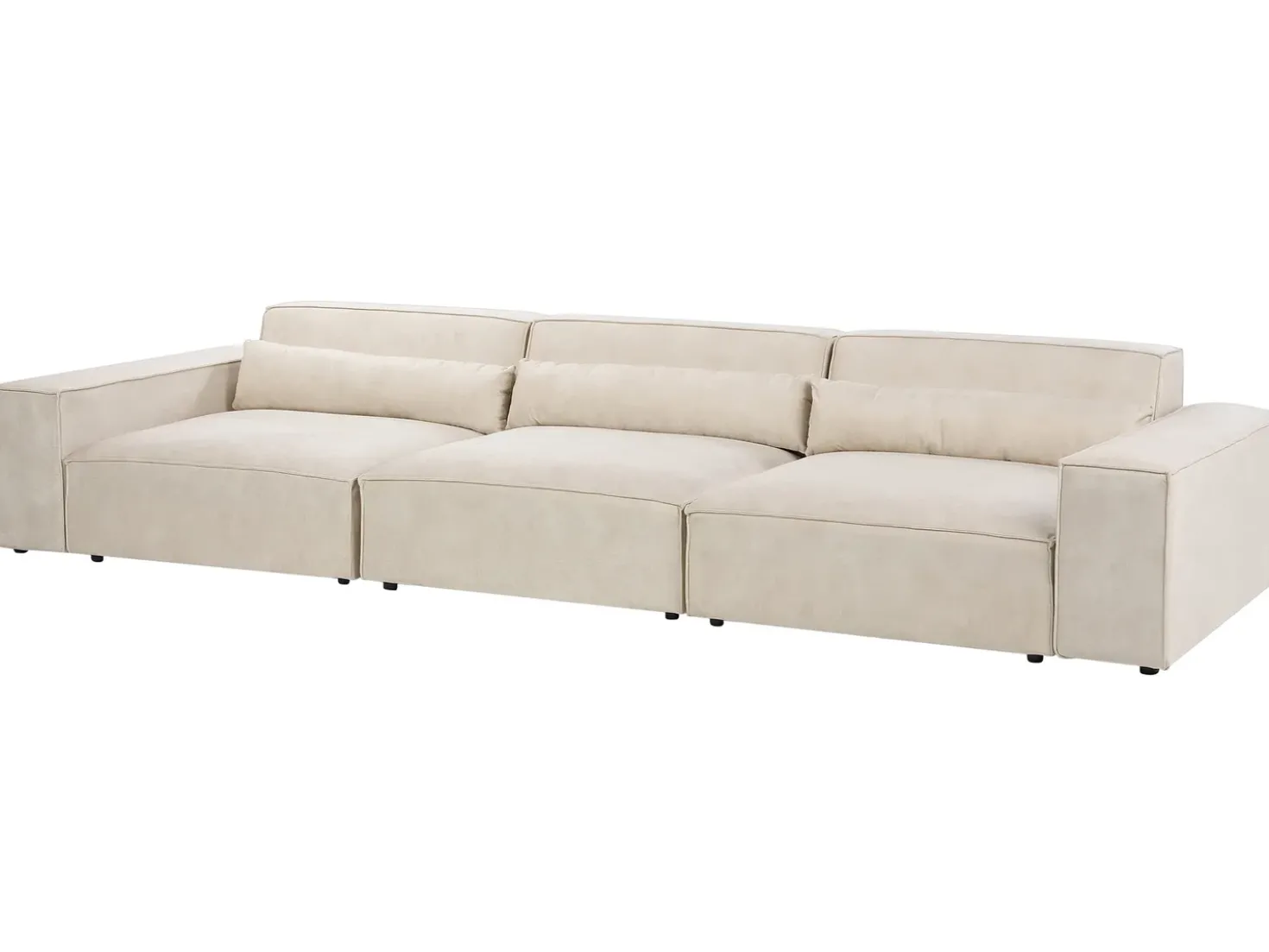 Divano modulare 3 posti HELLNAR Velluto Beige chiaro con ottomana