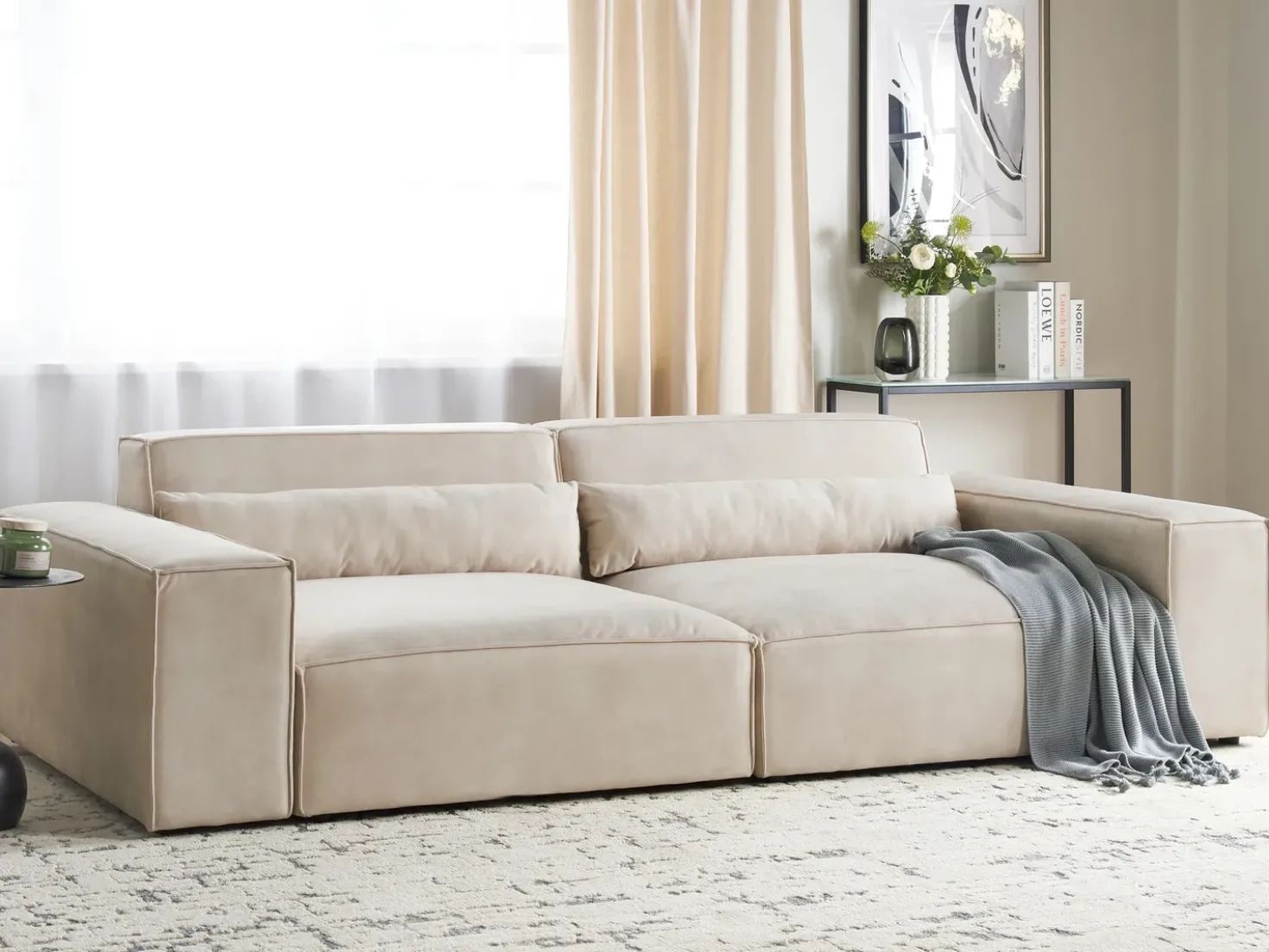 Divano modulare 2 posti HELLNAR Velluto Beige chiaro