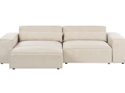 Divano modulare 3 posti HELLNAR Velluto Beige chiaro con ottomana