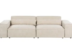 Divano modulare 3 posti HELLNAR Velluto Beige chiaro con ottomana