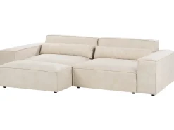 Divano modulare 3 posti HELLNAR Velluto Beige chiaro con ottomana
