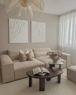 Divano modulare 3 posti HELLNAR Velluto Beige chiaro