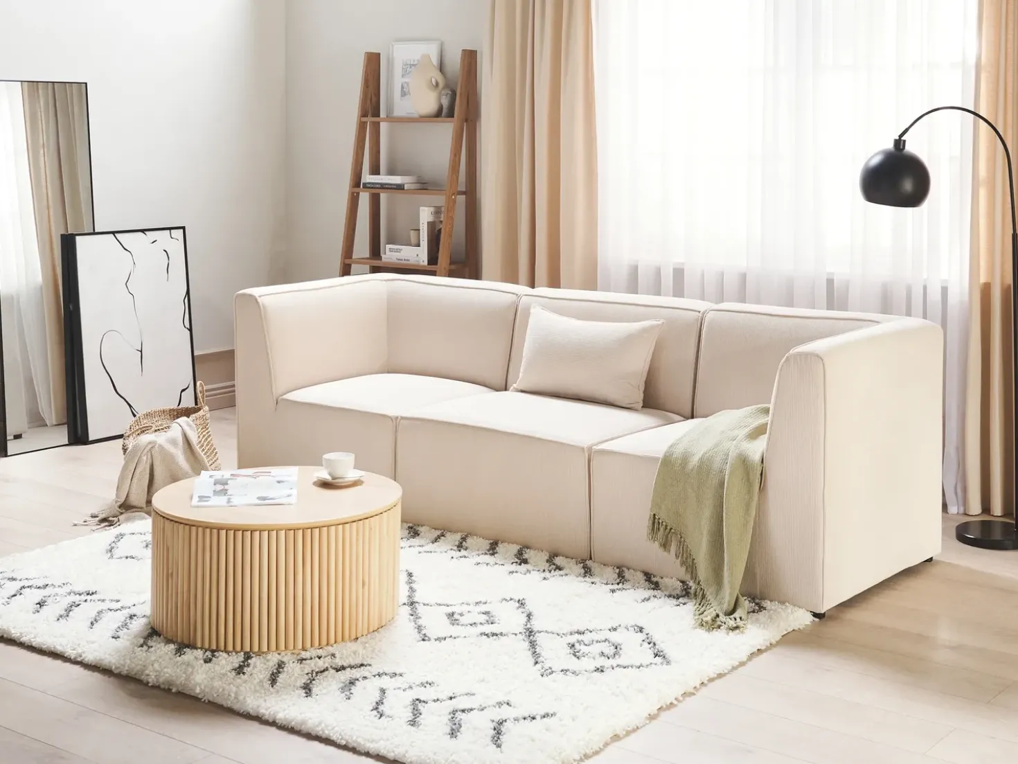 Divano modulare 3 posti LEMVIG Velluto a coste Beige chiaro