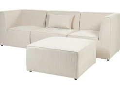 Divano modulare 3 posti LEMVIG Velluto a coste Beige chiaro con ottomana