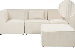 Divano modulare 3 posti LEMVIG Velluto a coste Beige chiaro con ottomana