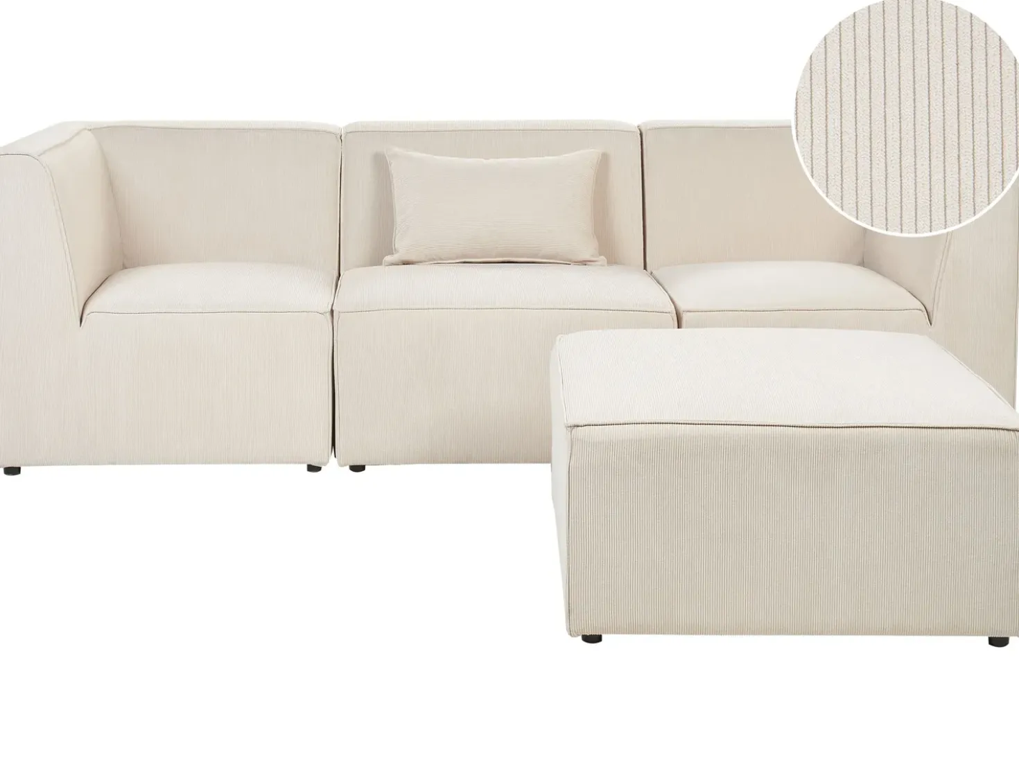Divano modulare 3 posti LEMVIG Velluto a coste Beige chiaro con ottomana