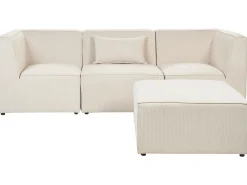 Divano modulare 3 posti LEMVIG Velluto a coste Beige chiaro con ottomana