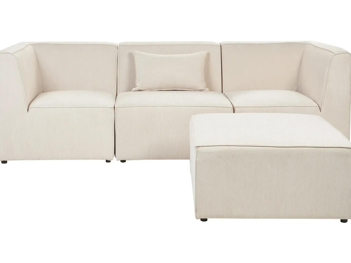 Divano modulare 3 posti LEMVIG Velluto a coste Beige chiaro con ottomana