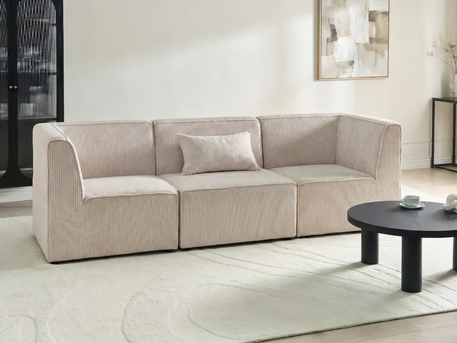 Divano modulare 3 posti LEMVIG Velluto a coste Beige