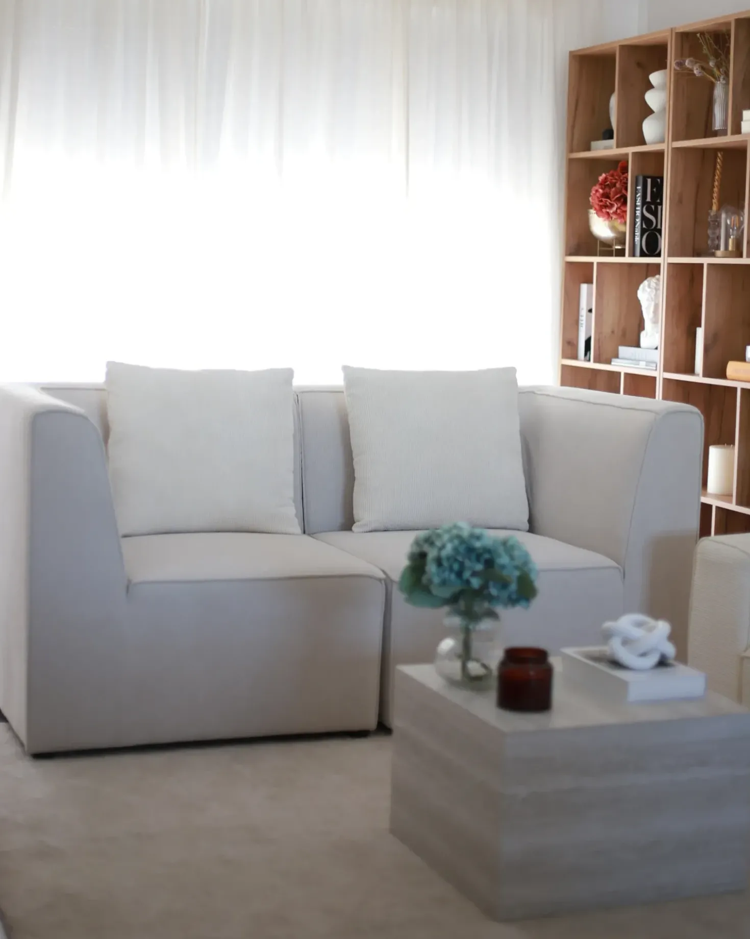 Divano modulare 2 posti LEMVIG Velluto a coste Beige chiaro