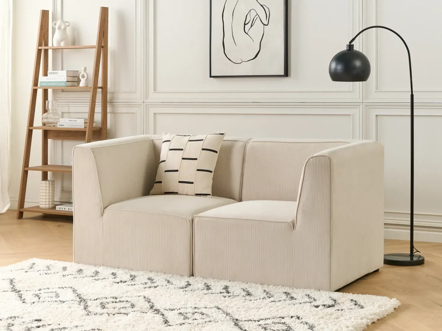 Divano modulare 2 posti LEMVIG Velluto a coste Beige chiaro